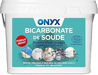 Onyx - Bicarbonate de Soude Ménager en Poudre - Produit Nettoyant Dégraissant Désodorisant Multi Usage d’Origine Naturelle - Ecocert - 4kg | Nettoie, Dégraisse, Neutralise les Mauvaises Odeurs - 100% d'Ingrédients d'Origine Naturelle - Ecocert - Fabriqué en France