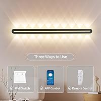SUCIKORIO 100 cm LED Fali Lámpa - 40W Modern Fekete Világítás 3000K-6500K, 5-100% Szabályozható, Távirányítóval és Applikációval Hálószobába 4