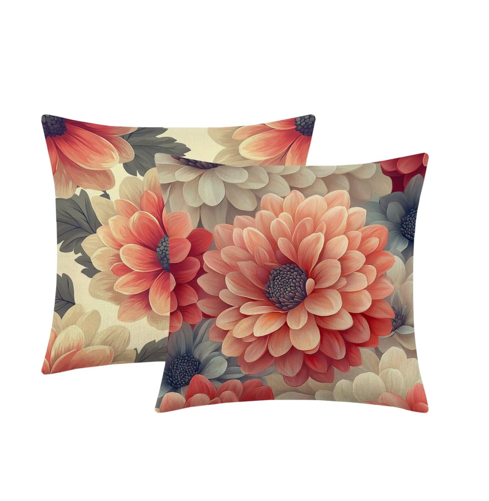 Kissenbezug 65x65cm Outdoor Kissen 2er Set Blume Anlage-2 Samt Dekokissen