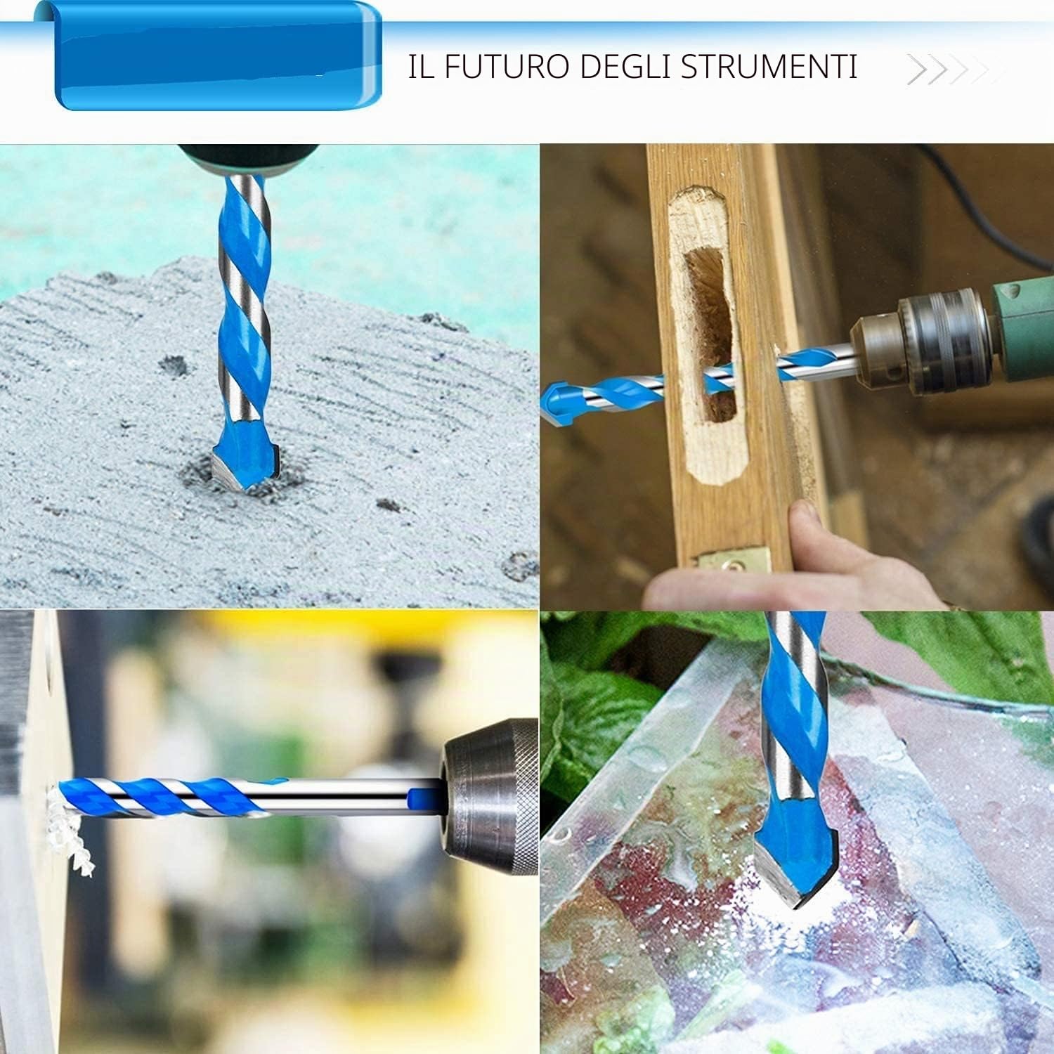 LATERN 10 pezzi Set di punte da trapano in Metallo duro di professionali per Muratura, Mattoni, Piastrelle, Legno, Plastica, Lamiere Metalliche (6, 8, 10, 12 mm)