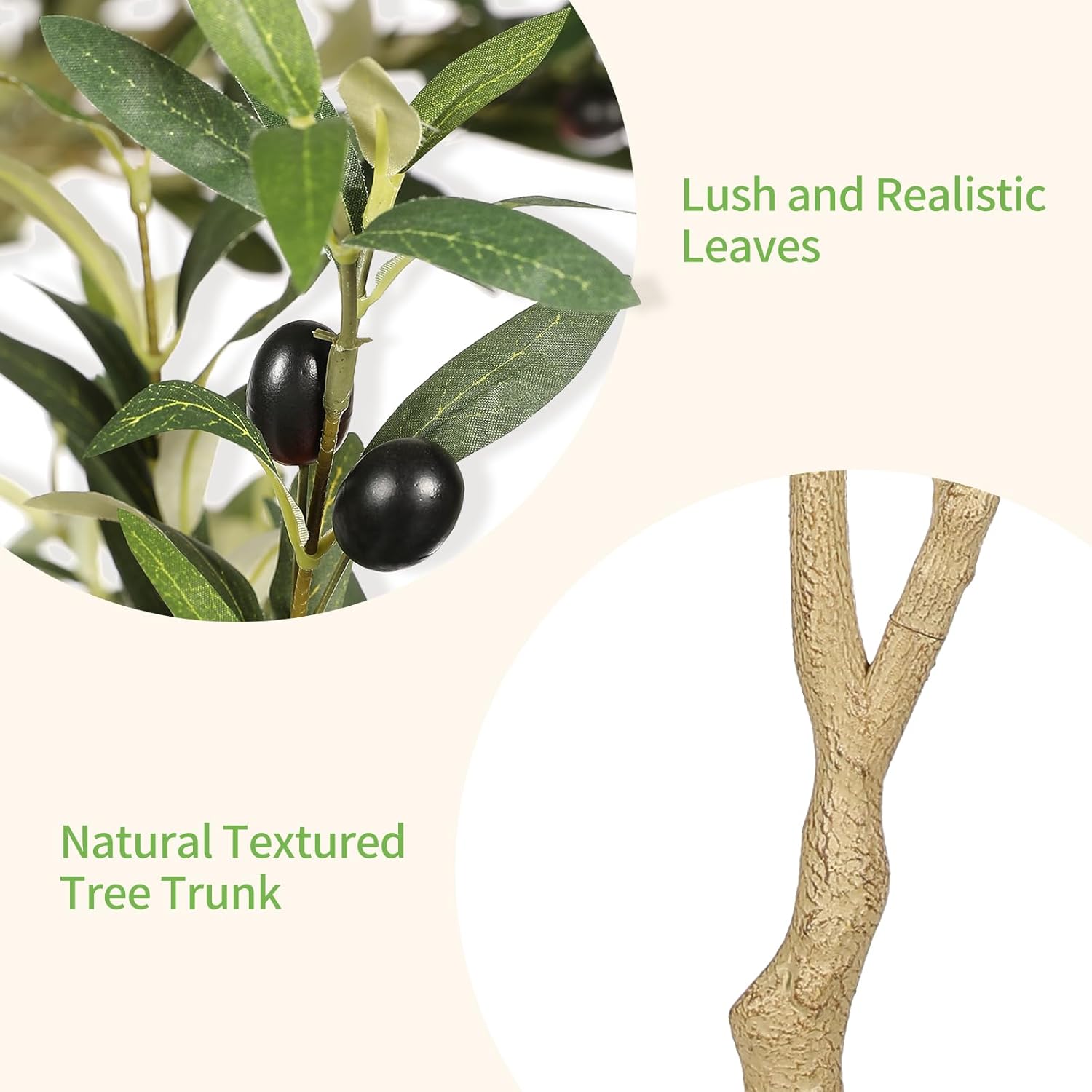 Realead Faux Olive Tree 7ft - Realistic Tall Olive Trees Artificial Indoor - Large Fake Olive Tree with Natural Wood Trunk and Lifelike Leaves - Artificial Olive Tree for Home Office Decor - Image 3