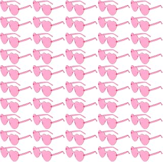 Wholesale 50 Pack Rimless Heart Shaped Sunglasses Bulk, Fun Colorful Heart Party Glasses for Women Men