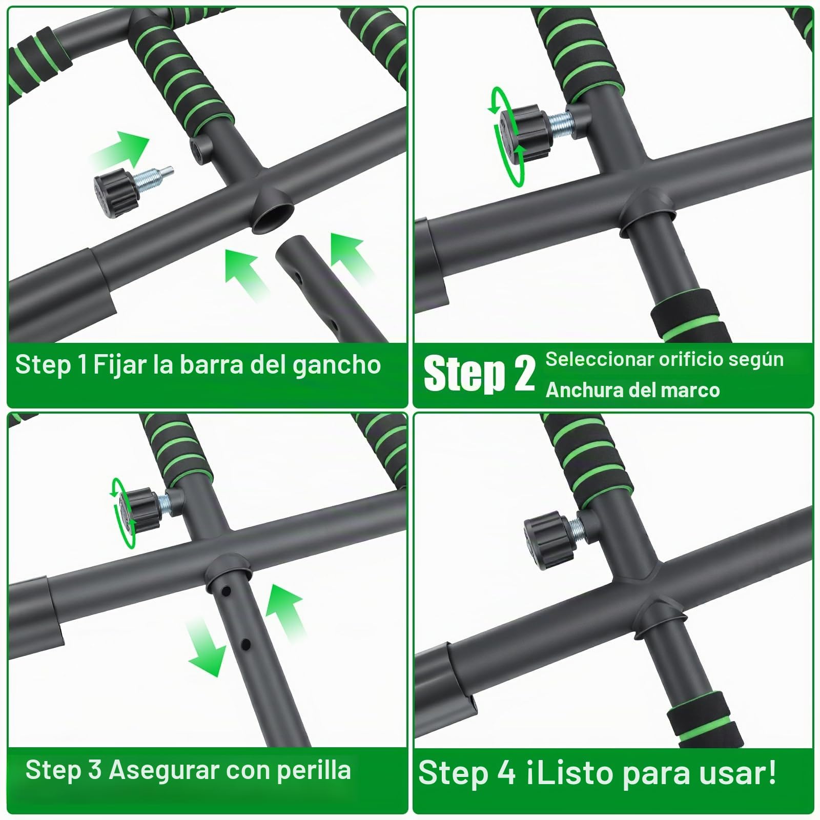 Barra Dominadas Puerta Sin Taladro, Pull Up Bar con Agarre Antideslizante, Ajustable 59-92cm, Ideal para Casa Home Gym Workout