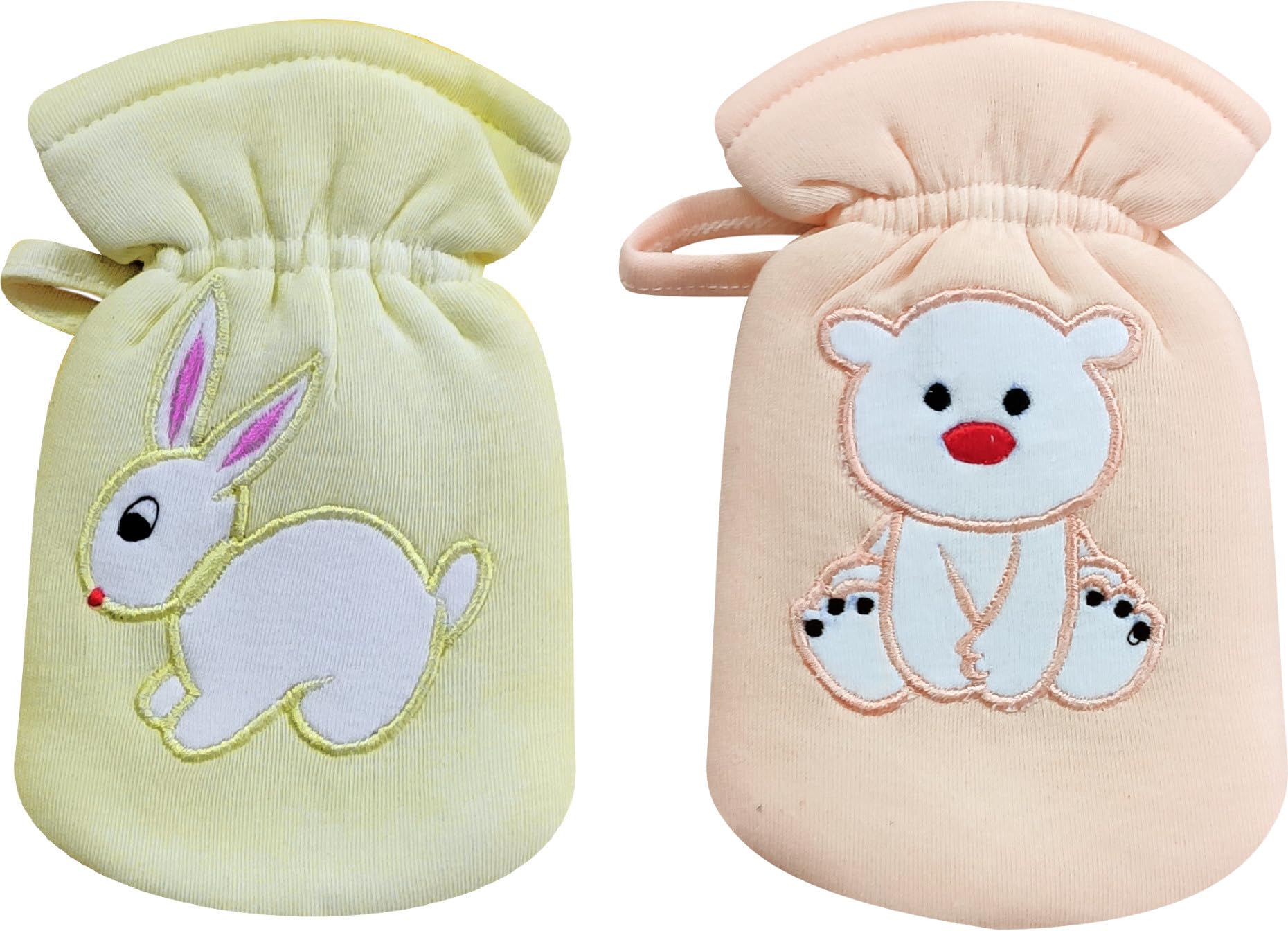 Da Anushi Cotton Baby Feeding Bottle Cover (Set of 2), Tote Modern Carrier Bag, Embroided Patch Cartoon Baby Bottle Covers Suitable for 60-125ML (Yellow & Peach)-picture-29