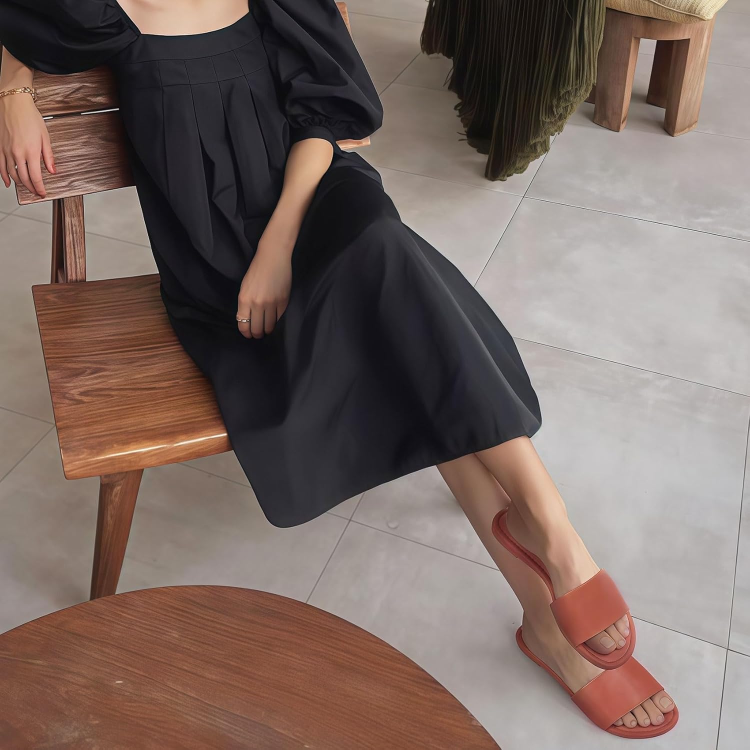 FITORY Women's Slide Sandals Fashion Round Toe With Classic Single Strap Slippers for Beach Size Size 6-11 - Image 3