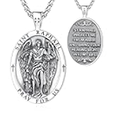 EUDORA 925 Sterling Silver St Benedict/St Michael/St Christopher/Archangel Raphael Gabriel Metatron/Virgin Mary/St Joseph/St Anthony Crucifix Pendant Bible Verse Prayer Necklace Jewelry for Men Women
