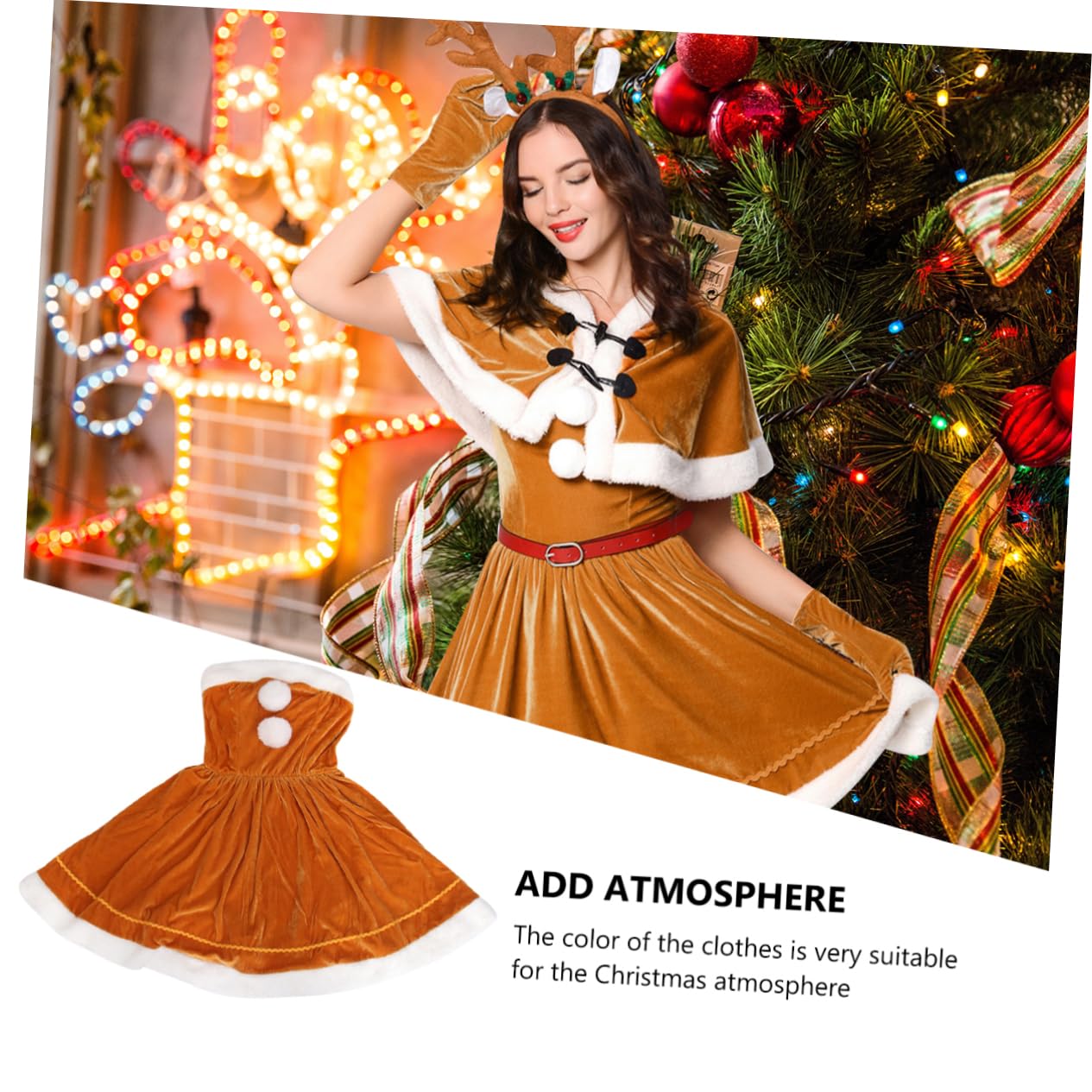 BESPORTBLE Disfraz de Navidad para Fiesta Traje de Adorable Vestido de Cosplay Escénico para Mujer