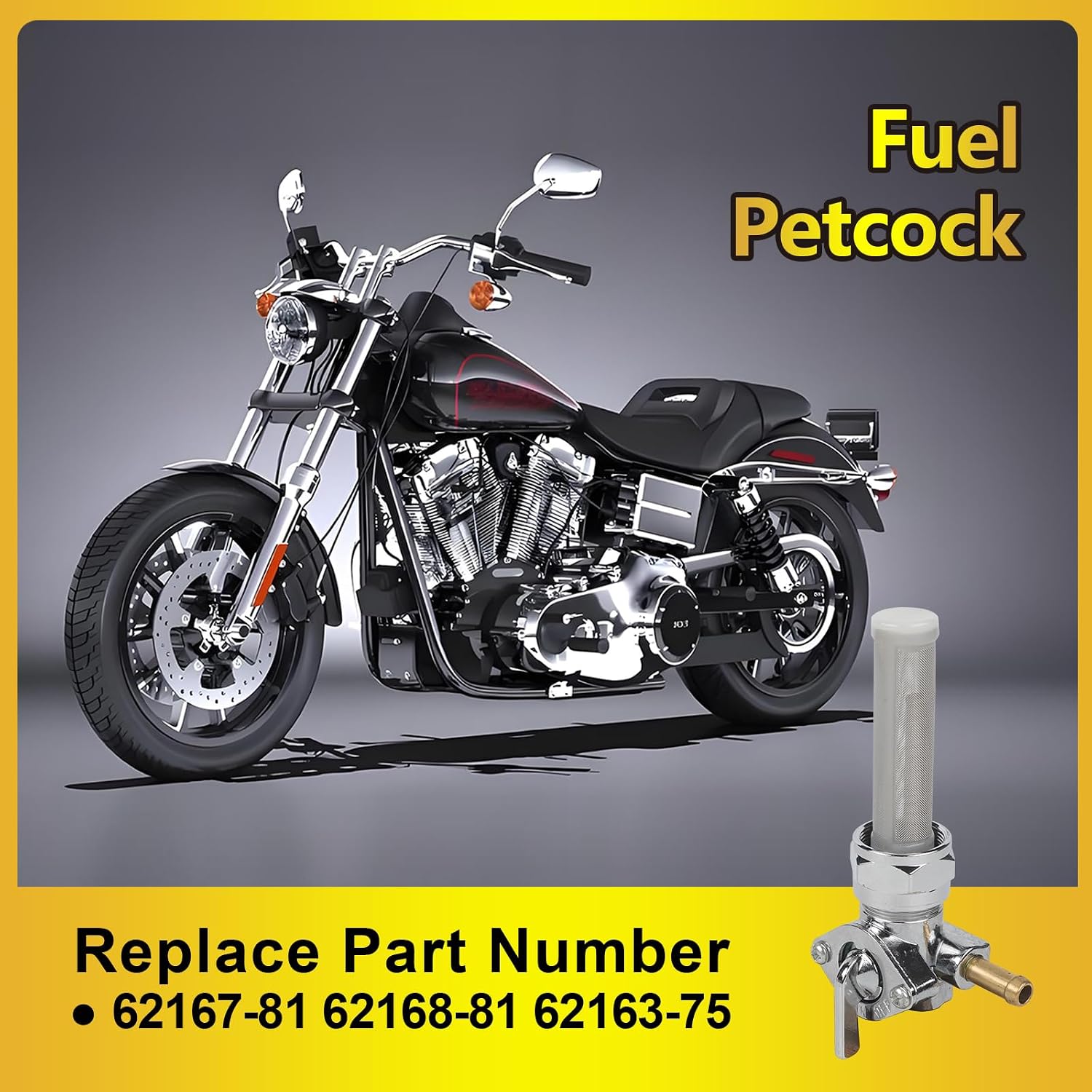 Harley fuel Petcock Fuel Shutoff Valve for Harley Davidson Sportster Big Twin Dyna Electra Glide Heritage Softail Springer Low Rider Tour Glide (Right Outlet)