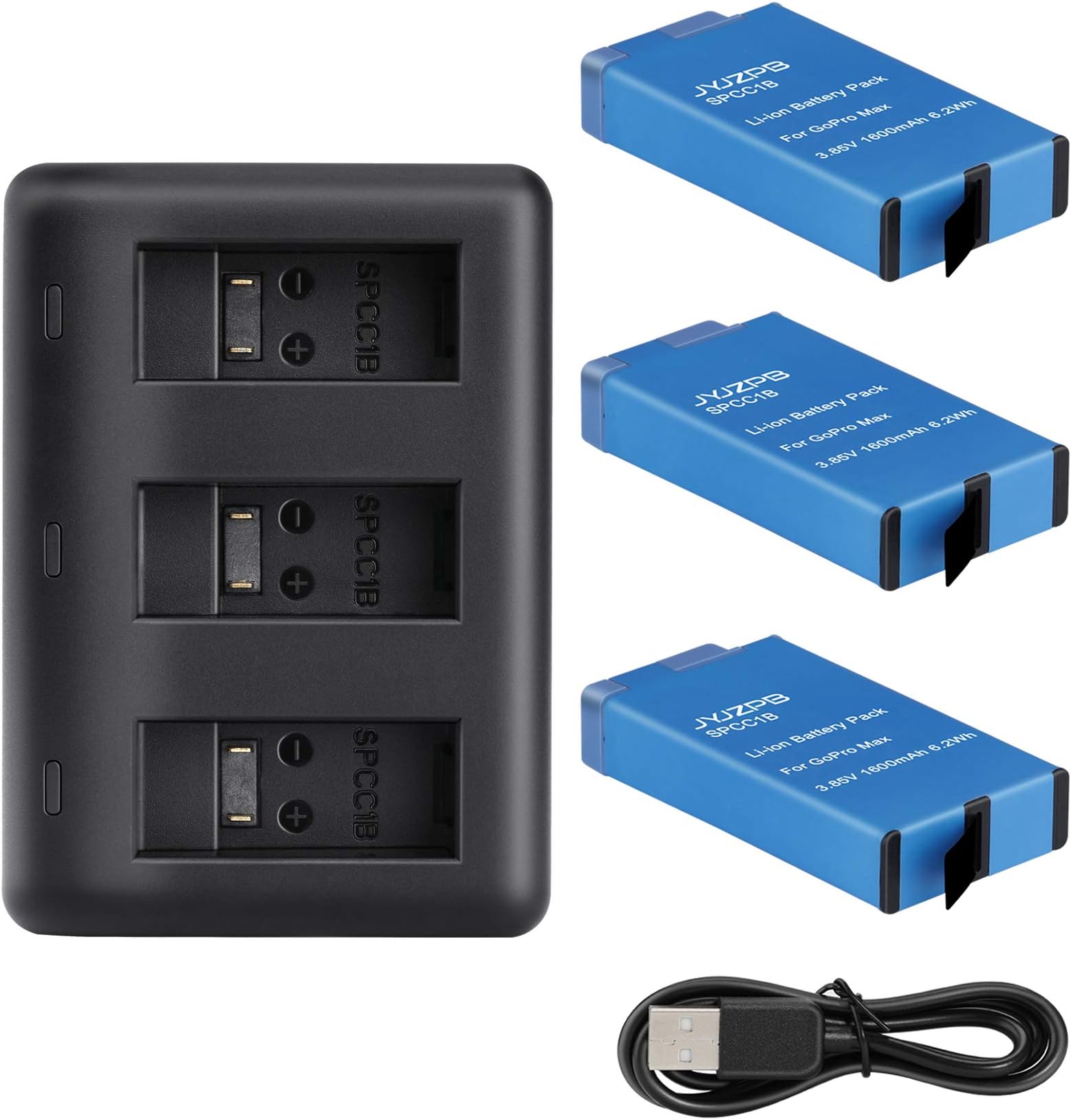 JYJZPB MAX Replacement Battery 3-Packs and 3-Channel Battery Charger Compatible for GoPro MAX 360 (Fully Compatible for Original GoPro MAX)