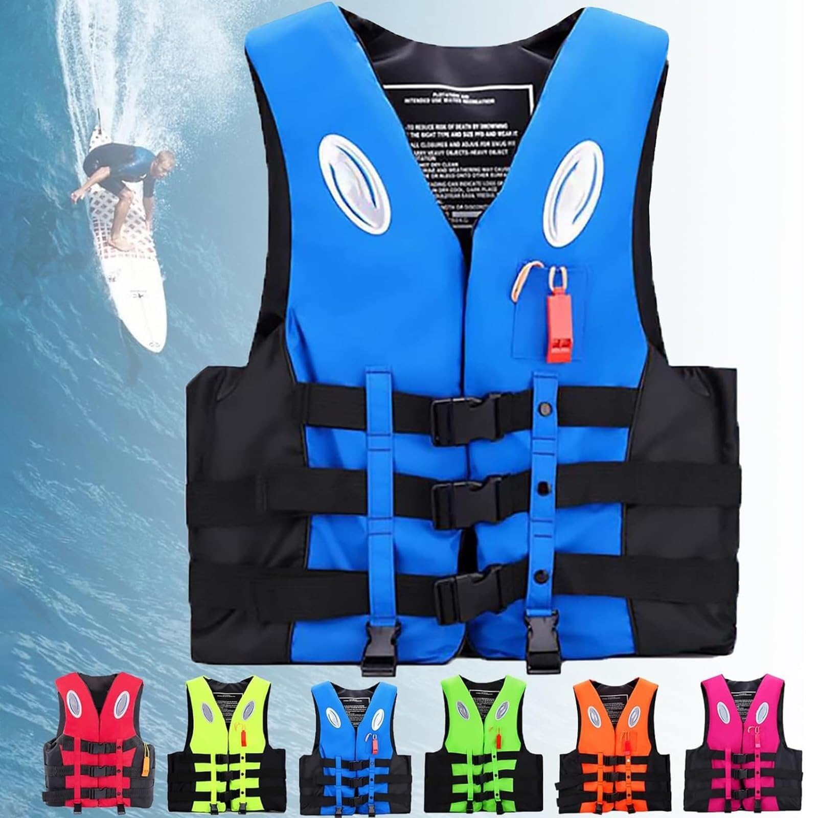 Adults Kids Life Vest Buoyancy Aid, Adjustable Unisex Swim Flotation Vest With Rescue Whistle For Outdoor Watersports Kayaking Fishing Surfing Snorkel Rafting(Yellow,S