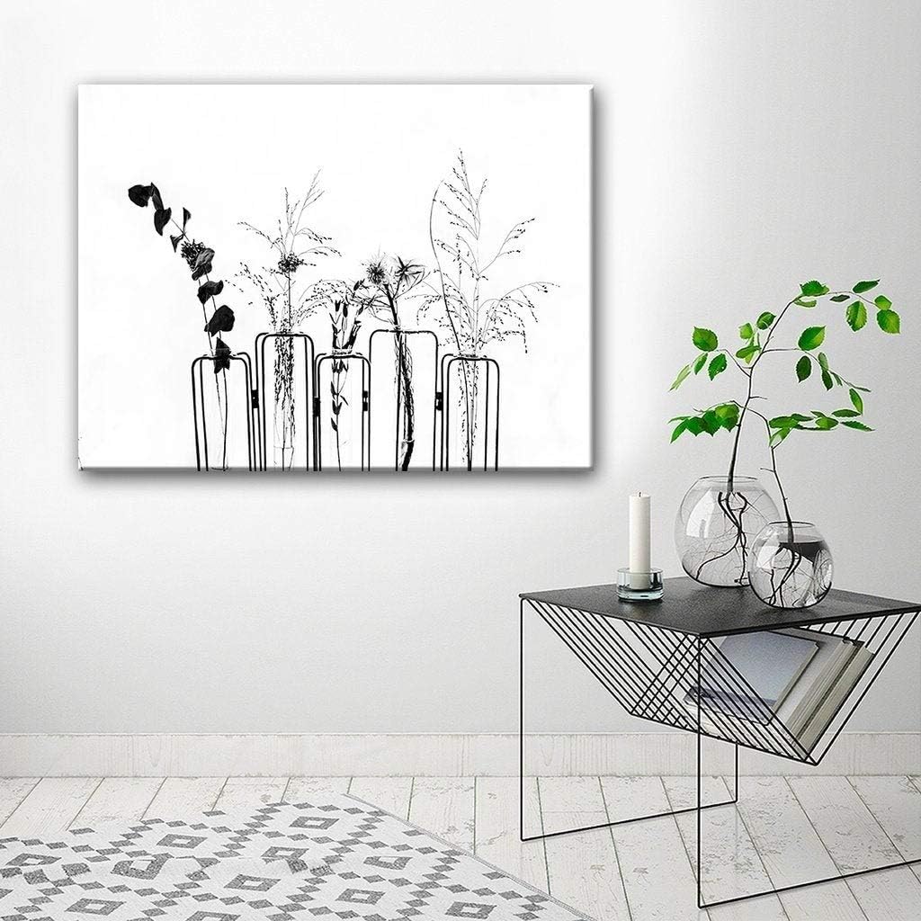 Ready2HangArt Black Flowers on White Background' Floral Wrapped Canvas Wall Art 16 in. H x 20 in. W