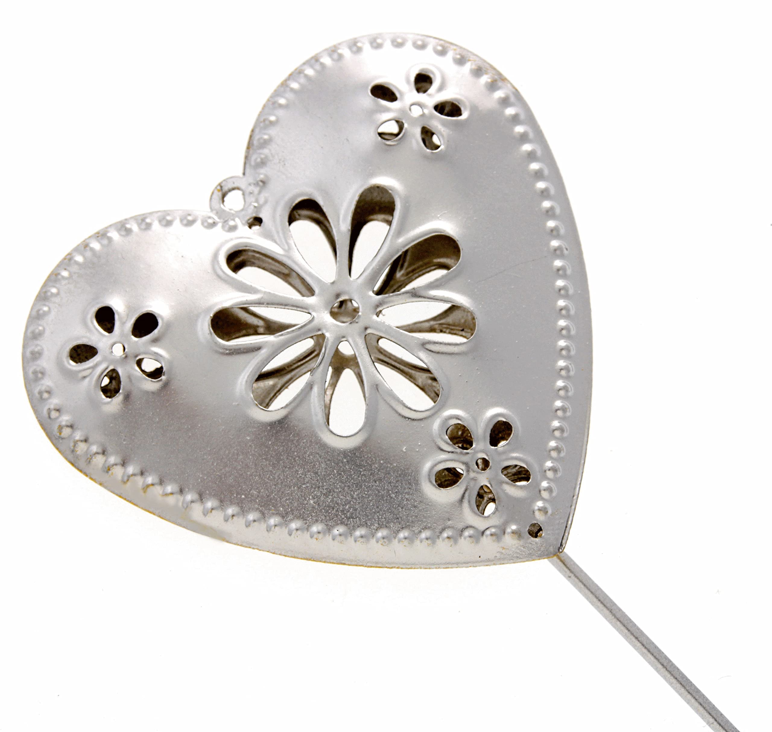 Corsage Creations Metal Heart Wand | Silver Flower Girl Wand | Embossed Detail | Lightweight & Comfortable 25cm Handle | Perfect for Weddings, Parties & Special Occasions (Silver, Heart)