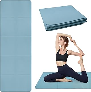 Tappetino Yoga Pieghevole in TPE Materassino Fitness Antiscivolo Tappetino da Viaggio Portatile Tappetino sportivo per Viaggio,Pilates,Ginnastica e Allenamento,183 x 61 x 0,5 cm