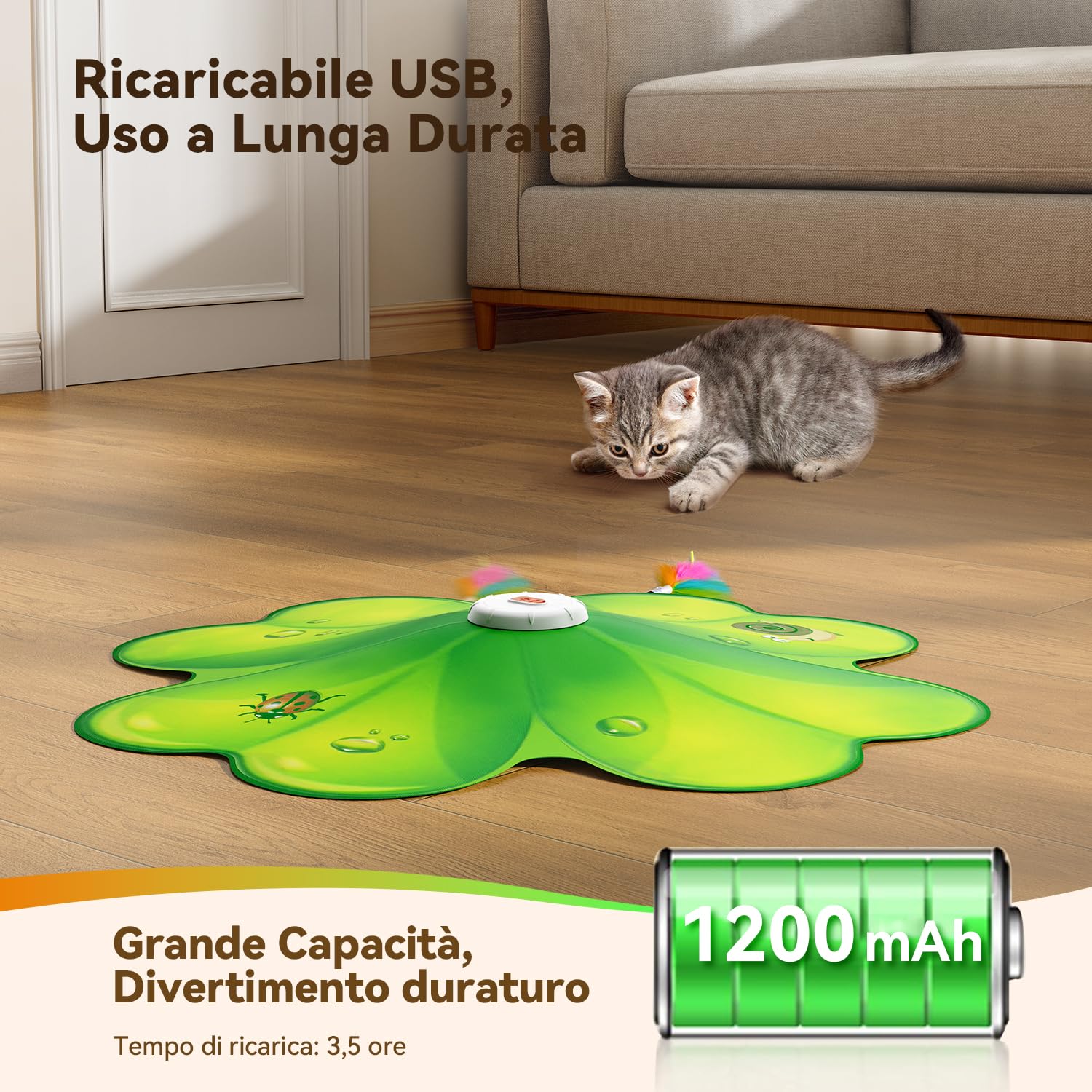 FEELNEEDY Giochi per Gatti, Puntino Rosso LED Mobile, Gioco di Caccia al Tesoro per Gatti, Piume Nascoste Mobili, Giocattolo Ricaricabile per Domestici