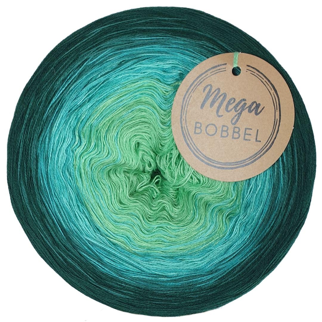 MegaBobbel*Grünes Paradies*A406* (Außenfarbe: Tanne) Farbverlaufsgarn - Lace Garn Bobbel Wolle zum Häkeln & Stricken (4 fädig, 3750m)