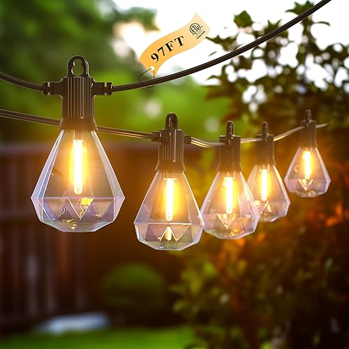 Vista 11 de Kawaya Luces LED transparentes multicolor para árbol de Navidad para exteriores, C9 de 50 pies, 50 bombillas impermeables para exteriores, árboles