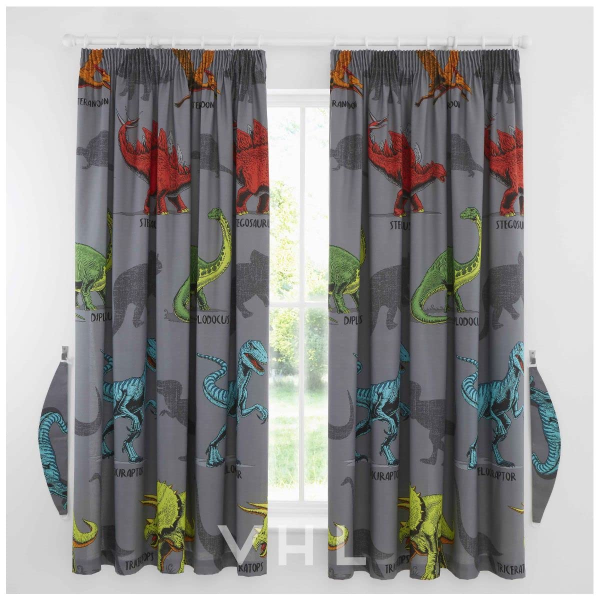 GC GAVENO CAVAILIA Ultra Soft Animal Curtains For Kids Bedroom, Lightweight Window Panel, Printed Curtains, 66" Wide x 72" Drop, Charcoal