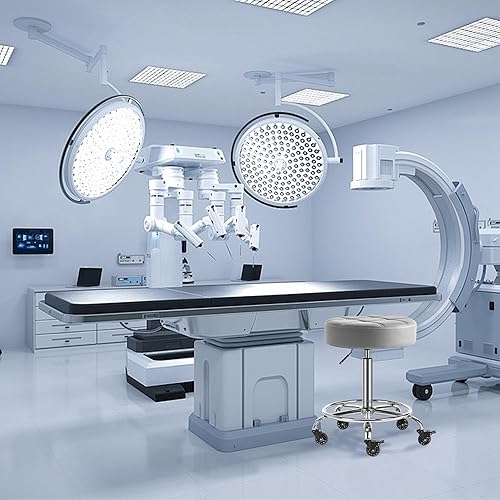 Miniatura 9 de Taburete giratorio ajustable con ruedas de goma silenciosas y reposapiés para cocina, estudio de esteticista médico (negro, 20-27 pulgadas)