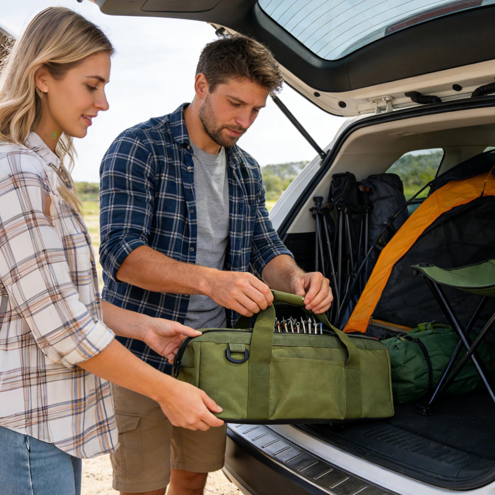 Sac de rangement pour accessoires de tente avec grand