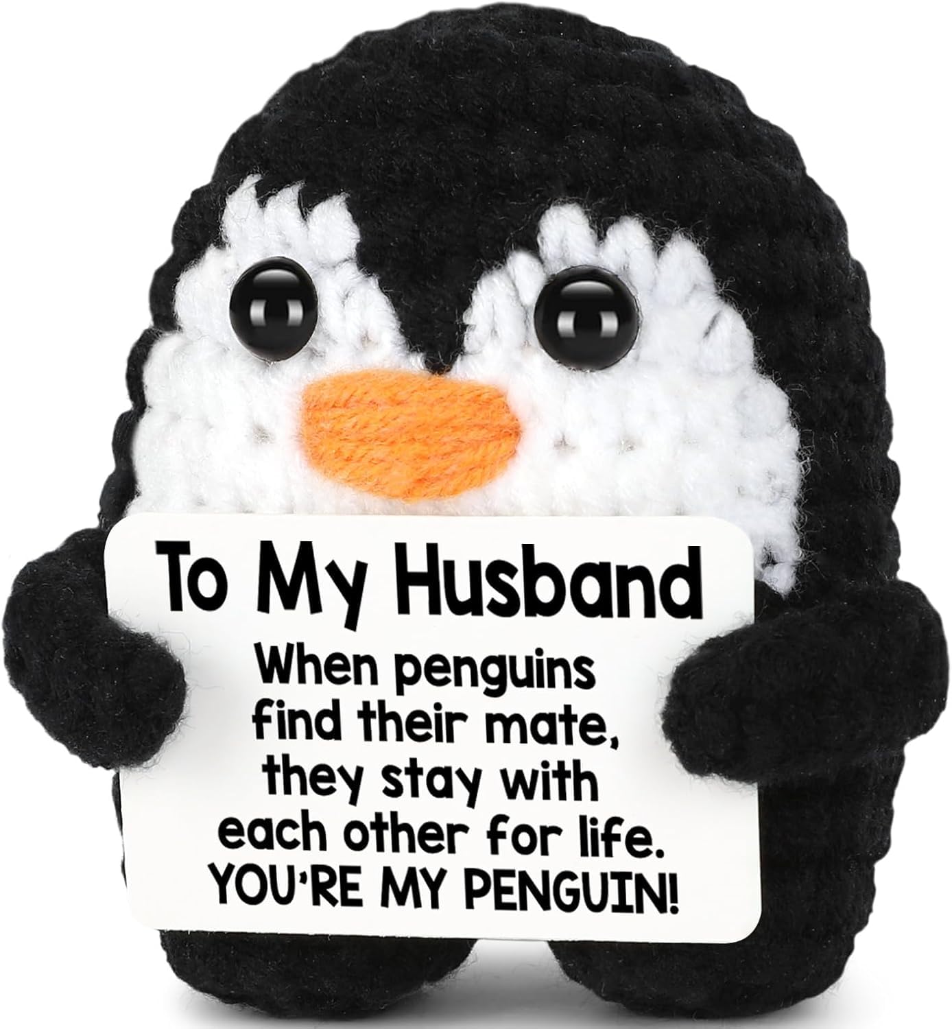 ALUNME Gifts for Husband from Wife Birthday Christmas, to My Husband Handmade Crochet Mini Penguin Wedding Anniversary Birthday Gifts for Men Him Husband(to my husband)