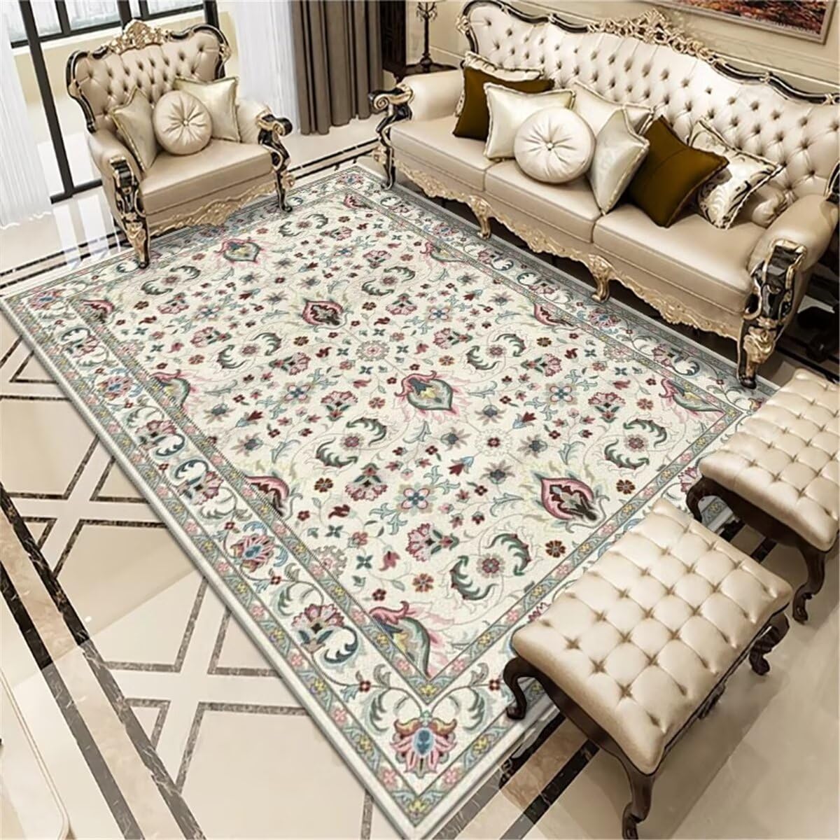 Tapis pour chien doux style fleuri rose déco chic 180X250