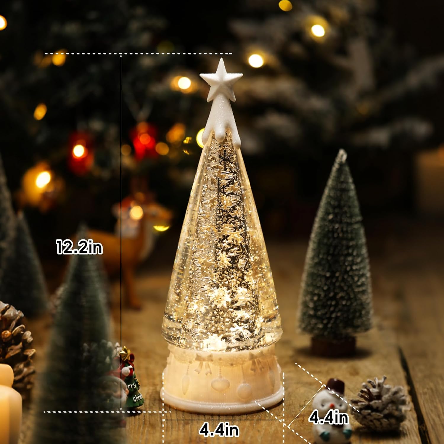 Train Christmas Snow Globe Santa Claus, Shatterproof, 8 Songs Music Box