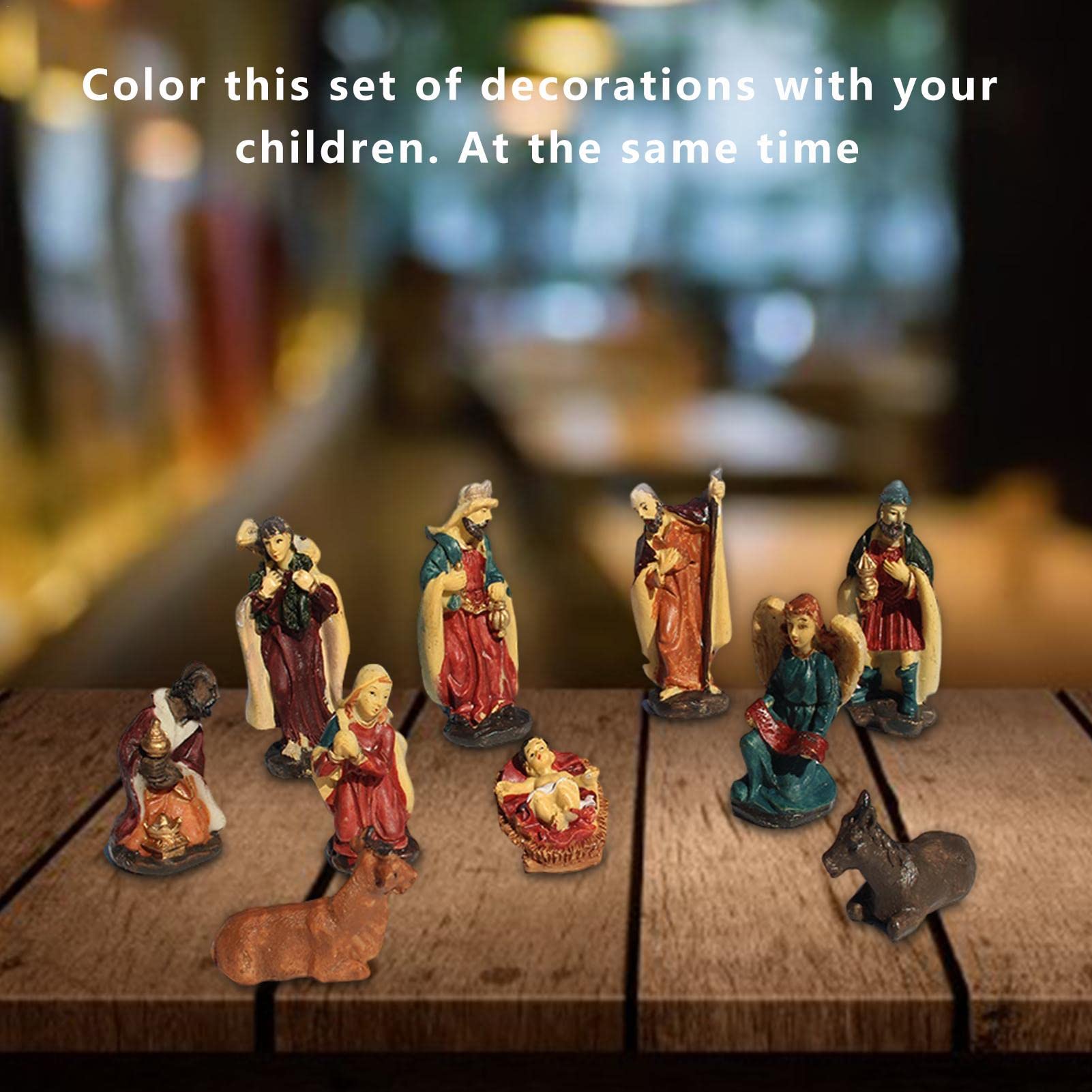 Crèche De Noël Décors Figures Polyrésine Figurines Bébé Jésus-11-PIÈCES SET - France