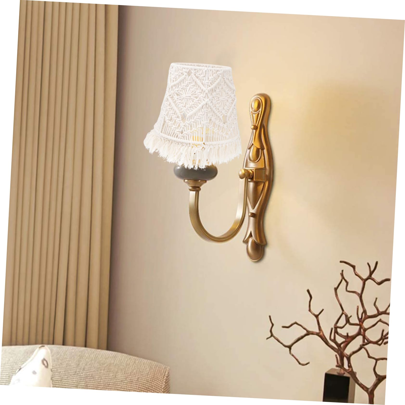 BESTonZON 1kawałek Klosz Lampy z Makramé Stylu Boho Ręcznie Wykonany Abażur Do Lampy Stojącej Elegancka Dekoracja Do Salonu i Sypialni Woven Cotton Rope Shade
