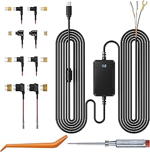Dash Cam Acc Multi-Size Hardwire Kit with Voltage Indicator for Dash Camera 9.8Ft, Red: Acc Power, Yellow:Constant Power