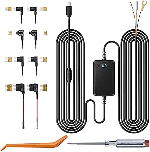 Multi-Size Hardwire Kit with Voltage Indicator for Dash Camera, 9.8Ft, Red and Yellow Wires