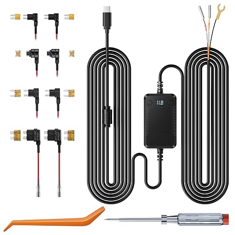 Dash Cam Acc Multi-Size Hardwire Kit with Voltage Indicator for Dash Camera 9 8Ft Red Acc Power Yellow