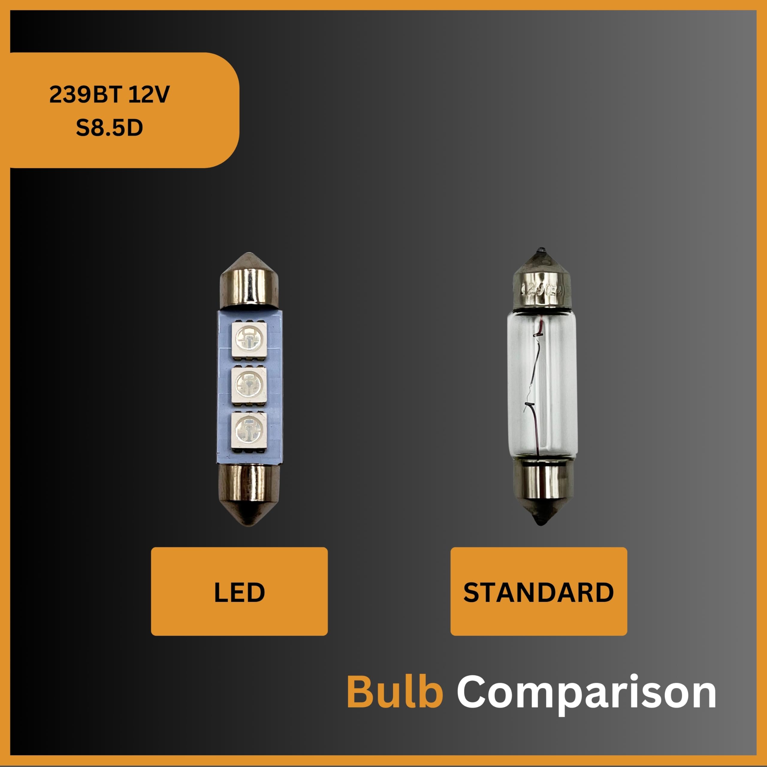 10 X 239 Festoon Bulbs 12V 5W – For Number Plate & Interior Lights, S8.5d Fit