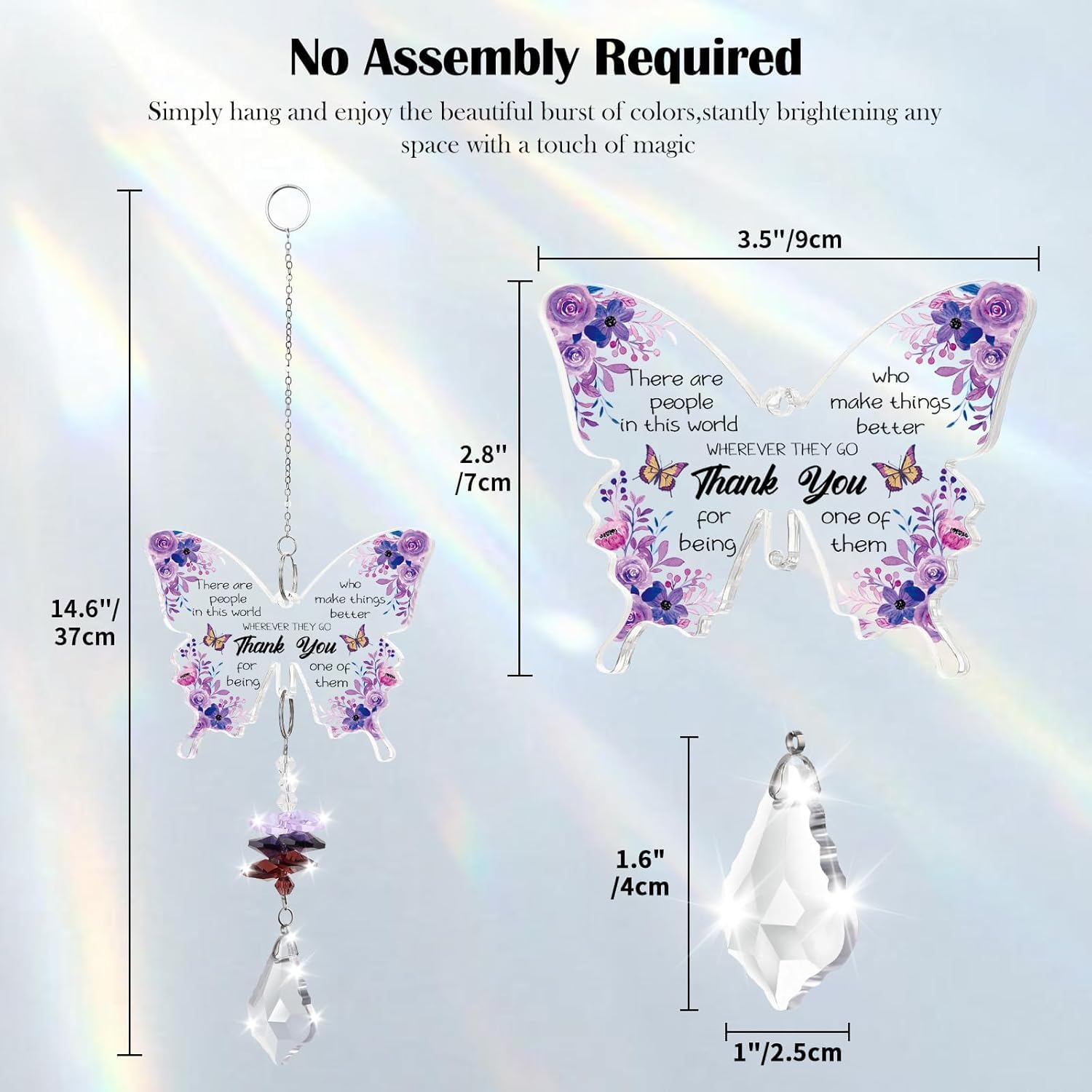PRSTENLY Thank You Gift for Women Birthday Gifts for Women Butterfly Crystal Suncatcher Thank You Gifts for Colleague Friend Nurse Teacher Appreciation Gifts - Image 3