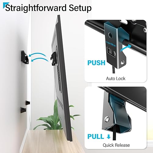 Miniatura 5 de Soporte de pared para TV sin pernos para TV de 26 a 65 pulgadas de hasta 154 libras, sin taladros y sin daños, soporte de TV sin tachuelas, VESA