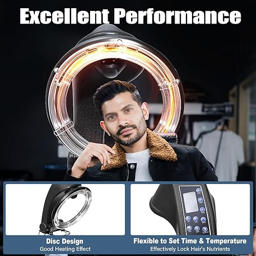 Miniatura 5 de Secador de pelo infrarrojo orbitante 3 en 1, vaporizador profesional de salón con altura ajustable de 55.12 a 64.96 pulgadas, pantalla digital y 4