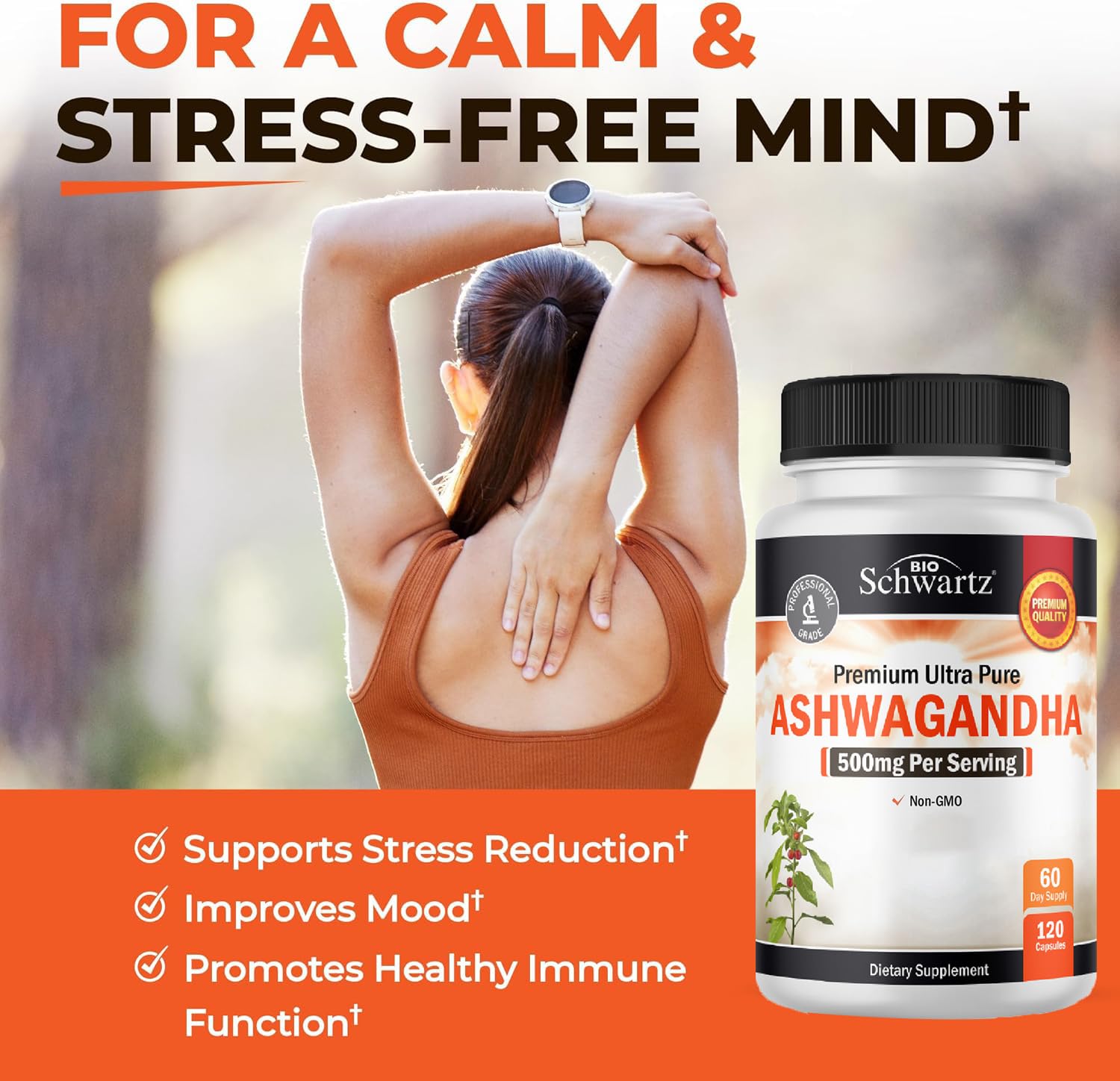Ashwagandha Capsules 500mg Per Serving - 120 Count — Amazon image 4