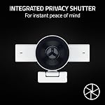 Razer Kiyo V2 Webcam en streaming : 4K 30 FPS, 1080p 60 FPS - AI Auto-Framing motorisé - Microphone intégré - Verre à angle ultra large - Protection des renseignements personnels - Fonctionne avec OBS, Xsplit, Discord, Zoom, Équipes - blanc