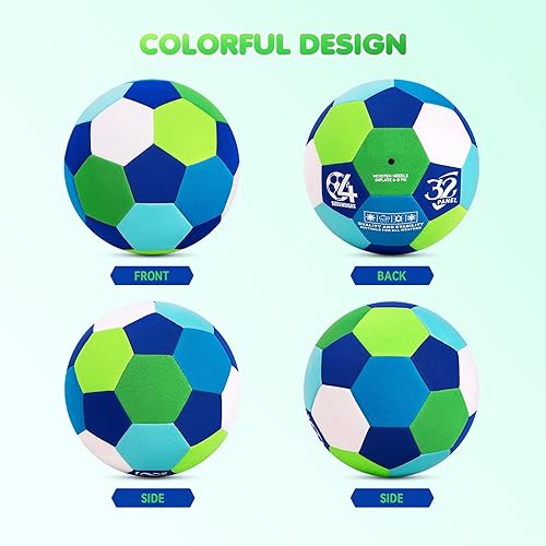 Miniatura 7 de INPODAK Balón de fútbol para interiores tamaño 4 para niños, pelota de fútbol suave y silenciosa para el interior de la casa, con bomba y caja de