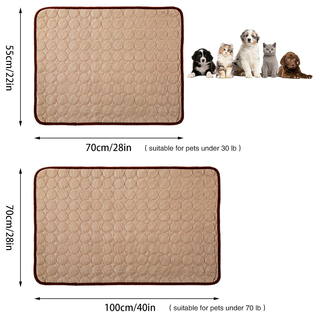 Mojonnie Dog Cooling Mat, Pet Cooling Pads for Dogs, Summer Cooling Bed for Cats, Portable Pet Cooling Cushion for Home or Outdoor