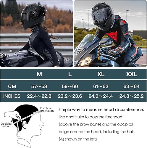 Miniatura 6 de Casco modular Bluetooth para motocicleta, aprobado por DOT, doble visera, abatible, de cara completa, con Bluetooth, casco de motocicleta integrado