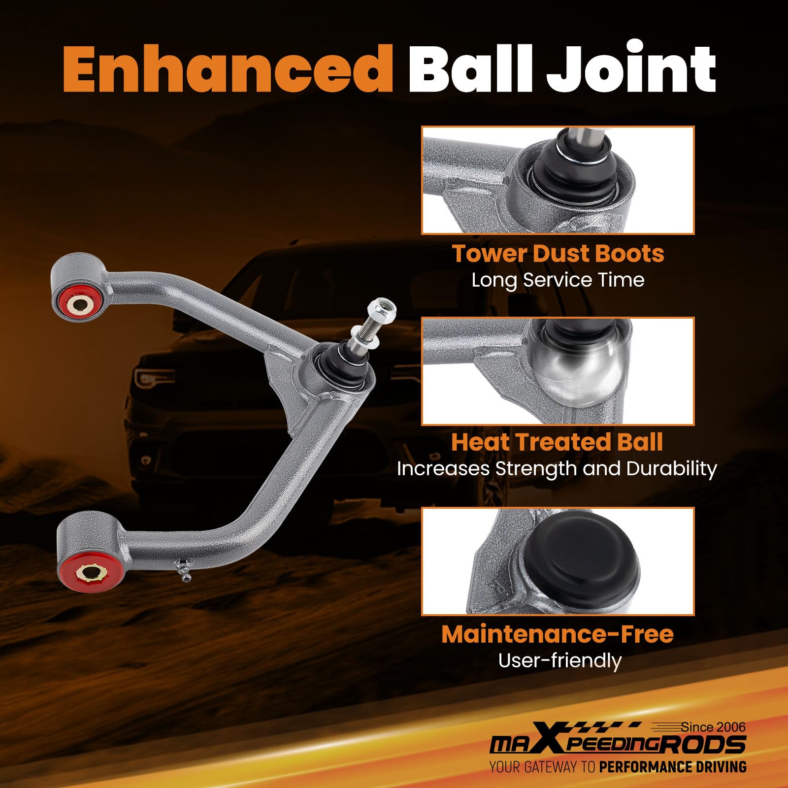 maXpeedingrods Kit de rehausse 2-4 pouces (5 à 10 cm) : bras de suspension supérieurs avant pour Dodge Ram 1500 2006-2023 4x4