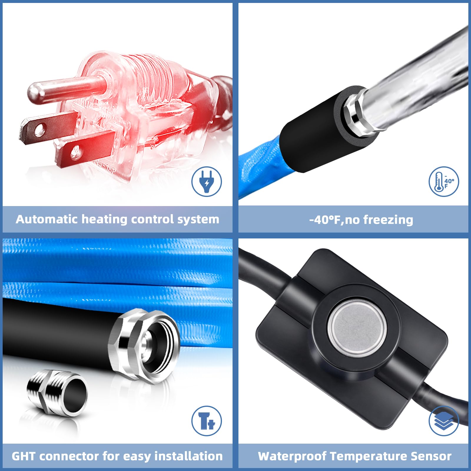 Gociean Upgraded Heated Water Hose for RV with Storage Bag, 25 ft Heated Drinking Water Hose, 5/8 Inch Inner Diameter with Upgraded Waterproof Thermostat, Withstand Temperatures Down to -40Â°F