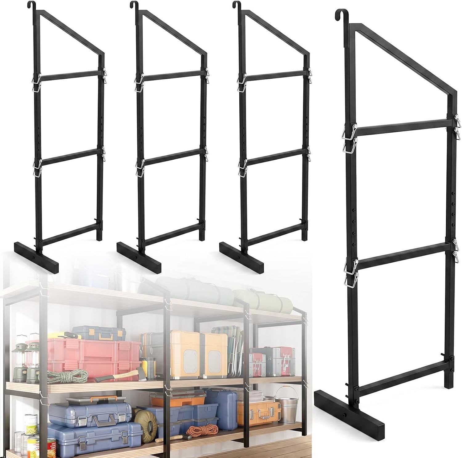 4PC 3-Tier Shipping Container Shelves, Heavy Duty Shelving Bracket