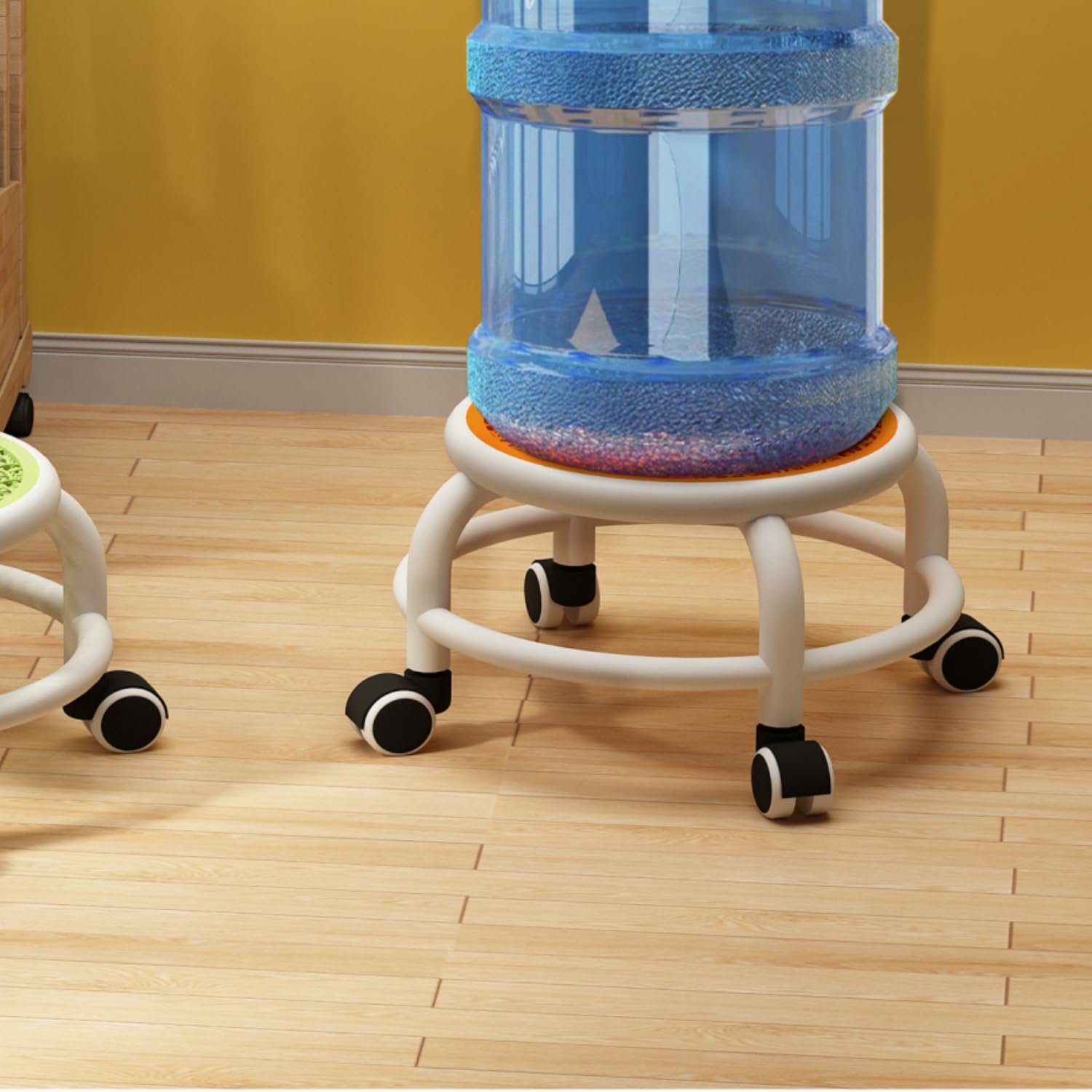 Tabouret Pivotant Rond Bas avec Roulettes Plastique Grey
