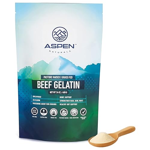 Miniatura 8 de Aspen Naturals Polvo de gelatina de carne de res alimentada con pasto. Gelatina alimentada con pasto, sin OMG, amigable con paleo (24 onzas).