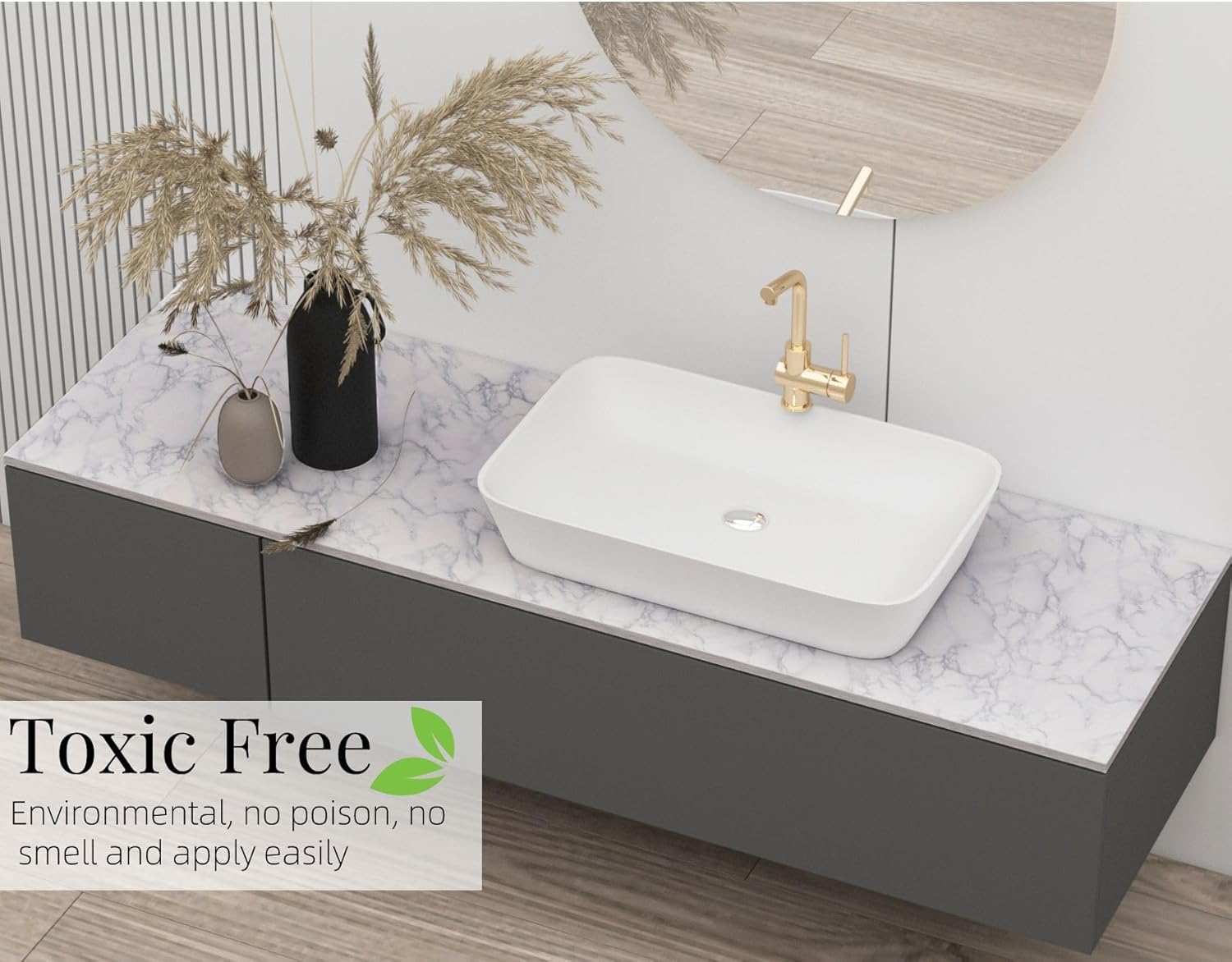 15.8"x118" White Marble Wallpaper, Self Adhesive Contact Paper for Countertop Kitchen Cabinets Bathroom and Furniture Refurbishment, Peel and Stick Waterproof Vinyl Roll Easily Removable