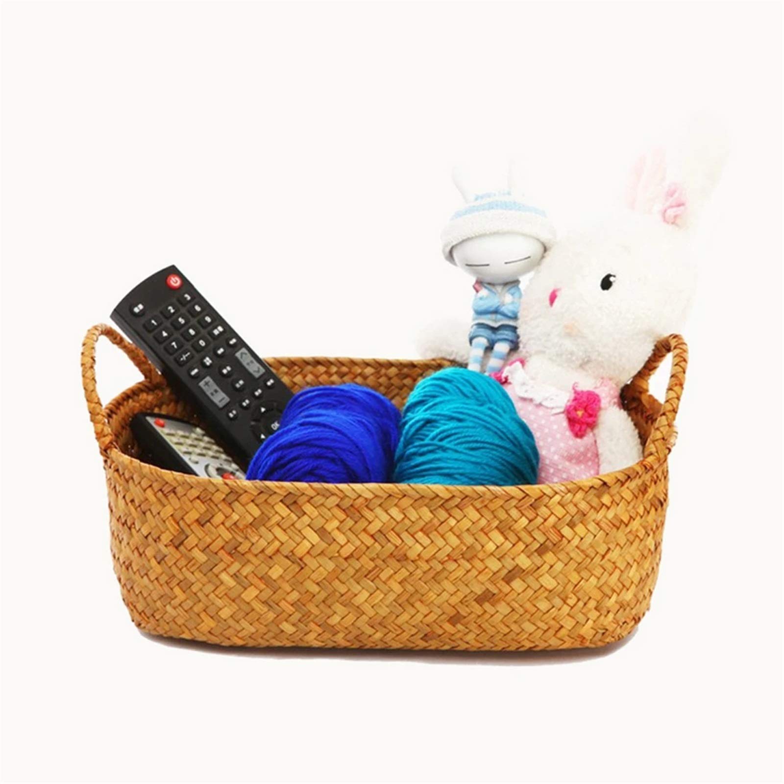 Wlrdpupje Natural Picnic Basket Woven Picnic Storage Basket With Handle Suitable For Picnic Camping Outdoor(24X14x10cm)