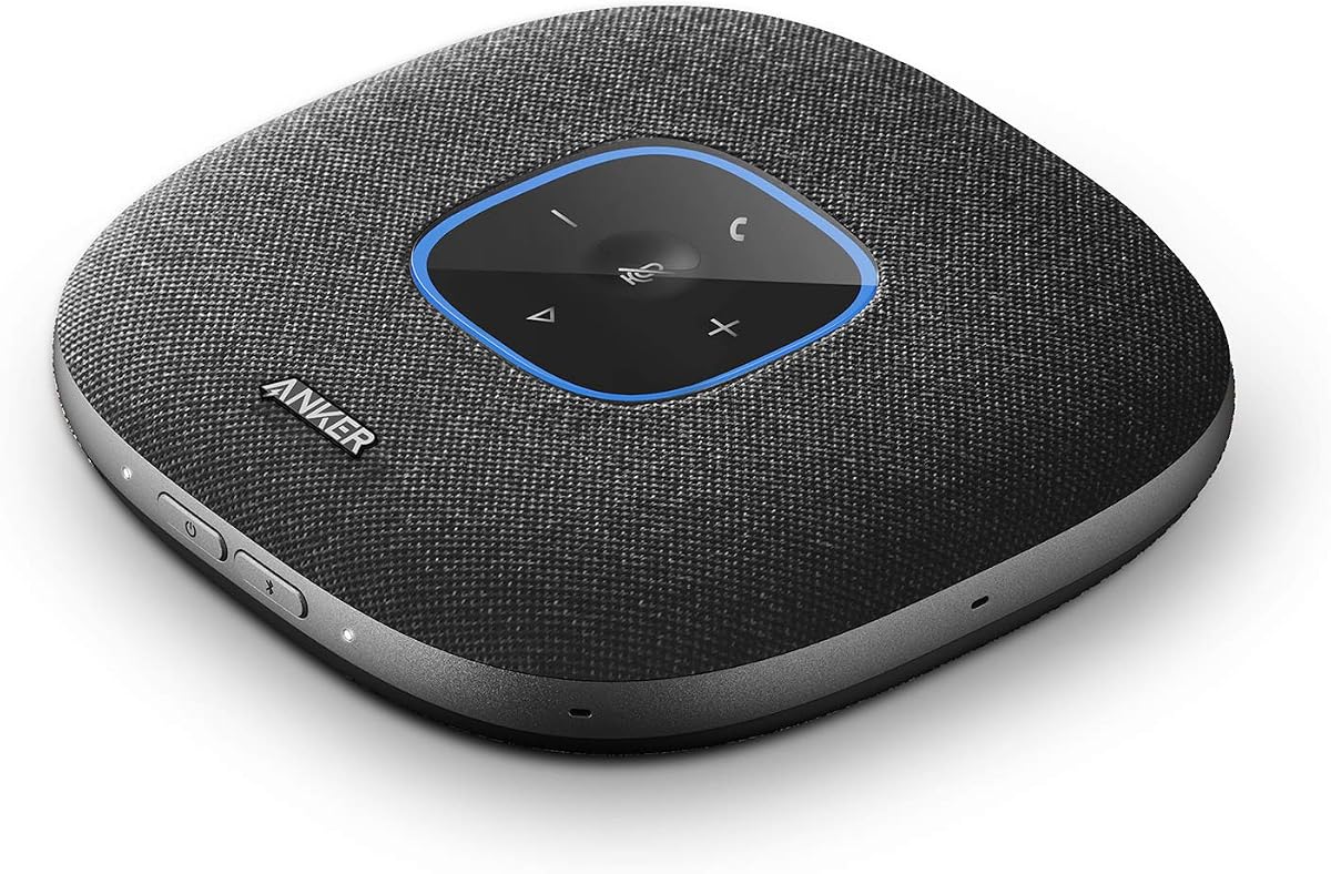 Altavoz Anker PowerConf S3 con 6 micrófonos, captación de voz mejorada, tiempo de llamada de 24 HORAS, control de aplicaciones, Bluetooth 5, USB C, altavoz de conferencia compatible con plataformas líderes, oficina en casa