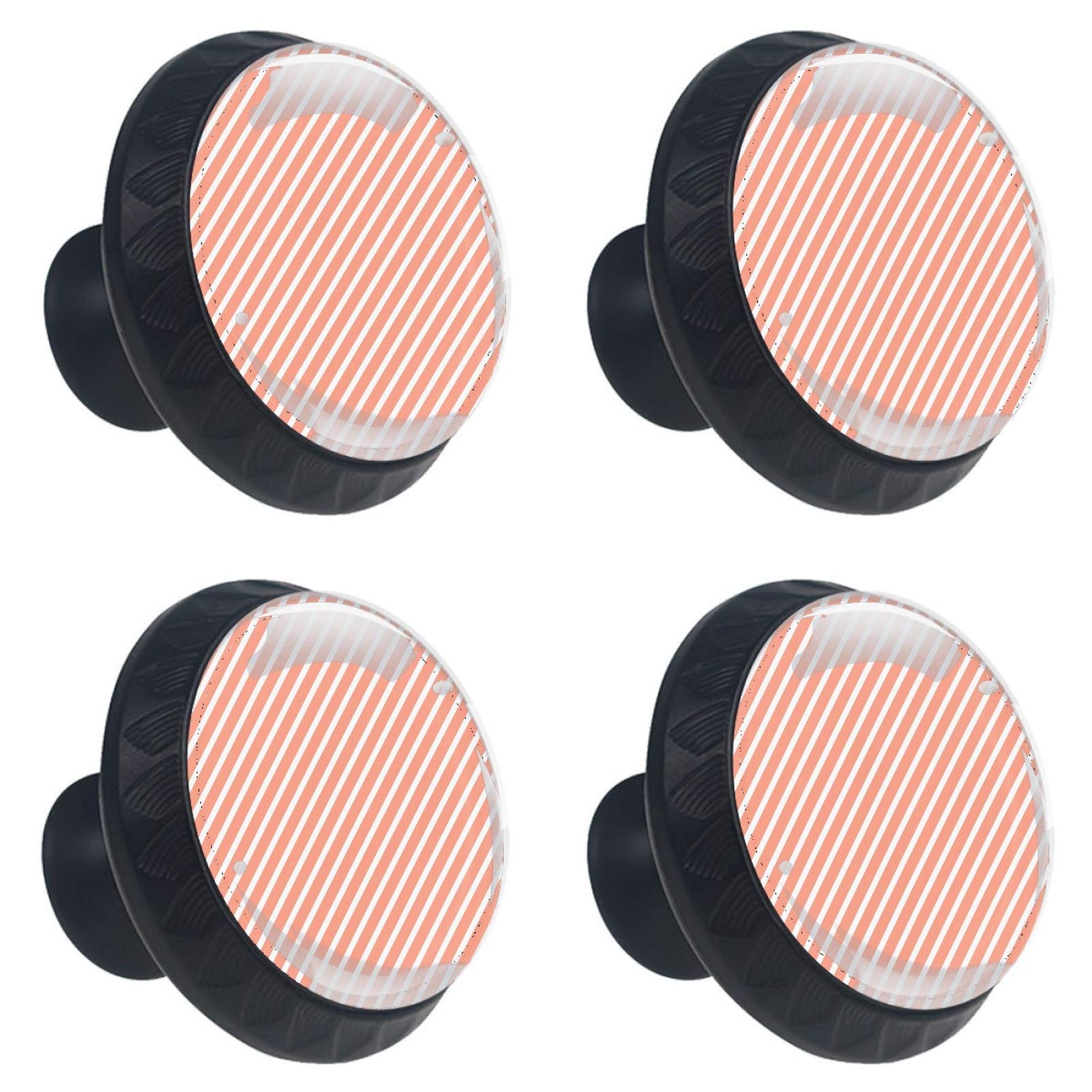 Boutons de tiroir en verre de qualité supérieure au motif rayé rose pastel pour décoration chic