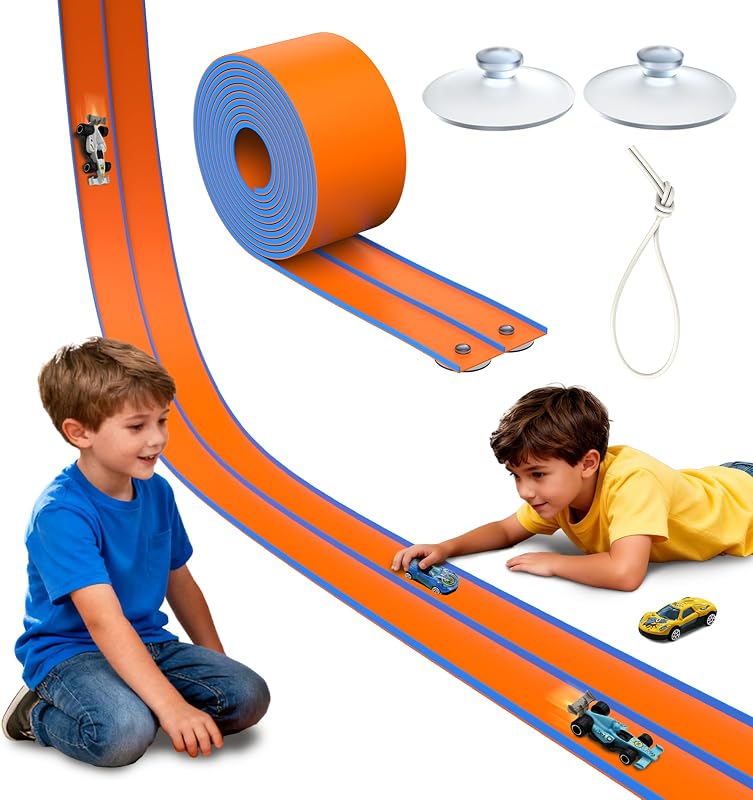 ACELIFE Autocarri flessibili, 4,5 m, incluse 4 auto, rampe portatili, per auto da 1/64°…